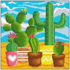 Алмазная мозаика Алмазная Фея 0027. Кактусы