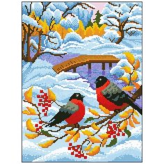 Алмазная мозаика Алмазная Фея 0077. Снегири