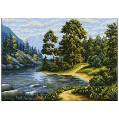 Алмазная мозаика Алмазная Фея 0171. Озеро в горах