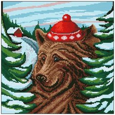 Алмазная мозаика Алмазная Фея 0041. Мишка на прогулке