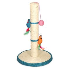 Когтеточка Triol Столбик №207 с двумя мышками и шариком 30 х 30 х 50 см белая