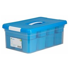 FunBox Ящик органайзер Standart 10л с ручкой 12 вставок S + 2 лотка S, голубой
