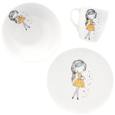 Набор посуды Salad "Девочка с котиком"