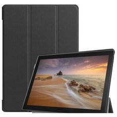 Чехол-обложка MyPads для Lenovo Tab E10 TB-X104N/F тонкий умный кожаный на пластиковой основе с трансформацией в подставку черный