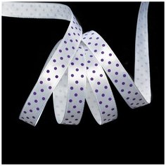 Лента атласная Ideal LDAG02946512 (16) горошек 12мм цв.белый-сиреневый уп.27,4м