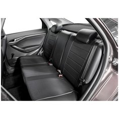 Авточехлы Rival Строчка (зад. спинка 40/20/40) для сидений Volkswagen Tiguan II (Comfortline и Highline, со столиками) 2016-2020, эко-кожа, черные, SC.5802.1