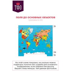 Фотообои Детская карта 300х270 (ШхВ) голубой/зеленый/ярко-красный/светло-оранжевый/белый