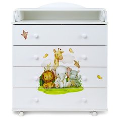 Комод пеленальный Топотушки Фортуна Малыши ЛДСП белый+принт 4 ящика 800/4