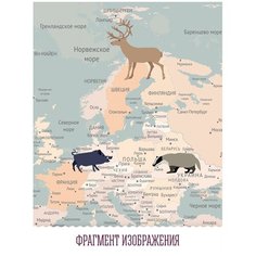 Фотообои флизелиновые Топ Фотообои Карта для детей с воздушными шарами 200х270 (ШхВ) бирюзовый/серо-коричневый/светло-серый/бежевый/светло-песочный