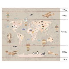 Фотообои Карта путешествий для детей 300х270 (ШхВ)