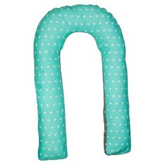 Наволочка Body Pillow на подушку для беременных U хлопок мятный/белый/серый
