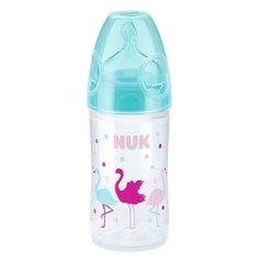 NUK NEW CLASSIC Бутылочка из полипропилена 150 мл с соской First Choice Plus из силикона с отв."М", разм.1 - Бирюзовые фламинго