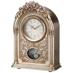 Часы настольные Lefard кварцевые с маятником золотые цветы 25,5*11,5*36,5 см d циферблата=10 см (204-123)