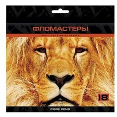 Фломастеры "VK" -Дикие звери- 18 цв. в карт.короб. с европодвесом Hatber