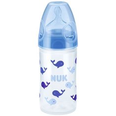NUK First Choice Classic Бутылочка из полипропилена с соской из силикона разм. M, 150 мл, с рождения, синий/кит