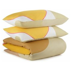 Комплект постельного белья из сатина горчичного цвета с авторским принтом из коллекции freak fruit TK20-DC0054 Tkano