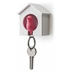 Держатель+брелок для ключей Sparrow белый-розовый QL10091-WH-PK Qualy