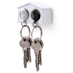 Держатель+брелок для ключей двойной mini sparrow белый-черный Qualy