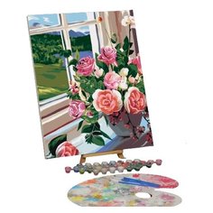 Картина по номерам на холсте с подрамником "Букет роз на окне" 40*50 см 5351087 Школа талантов