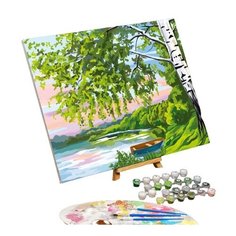 Картина по номерам на холсте с подрамником "Береза у озера" 40*50 см 5005799 Школа талантов