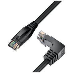 Патч-корд GCR RJ-45 - RJ-45 (верхний угол) (GCR-LNC503U), черный, 1 м
