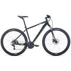 Велосипед 29" Forward Apache 29 3.0 disc AL чёрный матовый/серебристый 20-21 г рама 19" RBKW1M69Q023