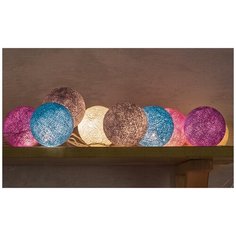 Гирлянда Гирляндус Северное сияние 150 см от батареек, 10 ламп, белый/голубой/розовый/фиолетовый/серый/прозрачный провод