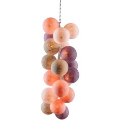 Гирлянда Гирляндус Прованс 300 см от USB, 20 ламп, белый/розовый/фиолетовый/серый/прозрачный провод