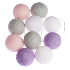 Гирлянда Гирляндус Прованс 150 см от сети, 10 ламп, белый/розовый/фиолетовый/серый/прозрачный провод