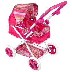 Коляска - люлька для кукол, со складной крышей, с фиксаторами ручки, с корзинкой Д79530 Zhorya