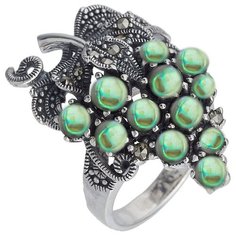 МАРКАЗИТ Кольцо с перламутром и марказитами из серебра HR665, размер 18