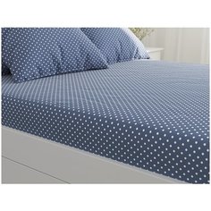 Простыня Сказка Небо перкаль на резинке 180х200 см синий/белый