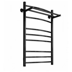 Полотенцесушитель водяной ARIANO Палермо с полкой 80х53 черный матовый, 10 перекладин, угловые американки 1x1 в комплекте