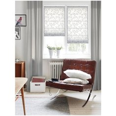 Римская штора Delfa Лира рисунок цветы, белый, ширина 73 см