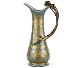 Ваза в форме кувшина Celeste 13х10х25см под старину из фарфора с бронзой ГЛАСАР