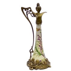 Ваза в форме кувшина Glasar 18x16x34см под старину из фарфора с бронзой ГЛАСАР