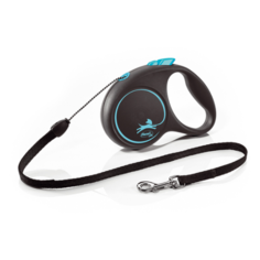 Поводок-рулетка Flexi Black Design cord S 5m 12 kg Голубой Трос
