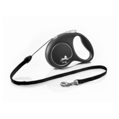 Поводок-рулетка Flexi Black Design cord S 5m 12 kg Серебрянный Трос