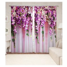 Фотошторы "Цветочная композиция", 145*260 2 шт. Блэкаут Сирень