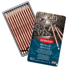 Derwent Набор цветных карандашей Metallic 12цв в метал.упак Набор цветных карандашей Metallic 12цв в метал.упак