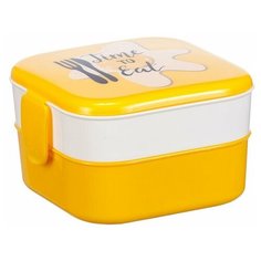 Контейнер для обеда "Яичница" (0,4 л+0,4 л) желтый Idea (М Пластика)