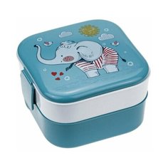 Контейнер для обеда "Слоник" (0,4 л+0,4 л) голубой Idea (М Пластика)