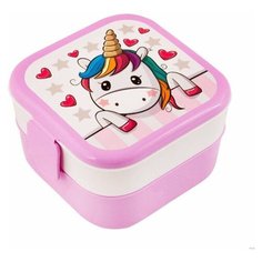 Контейнер для обеда "Единорог" (0,4 л+0,4 л) фиолетовый Idea (М Пластика)