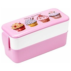 Контейнер для обеда "Капкейки"(0,5 + 0,5 л) Idea (М Пластика)