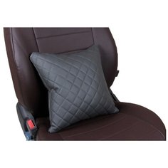 Подушка в салон автомобиля Модель №3 "РОМБ" (Экокожа) Темно-серый / PVSRR002 АВТОПИЛОТ