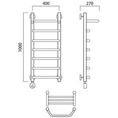 Электрический полотенцесушитель Роснерж Трапеция L208100 100x40 с полкой, ЛЕВЫЙ ТЭН