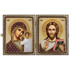 Набор для вышивания бисером иконы в складне Нова Слобода "Христос Спаситель и Богородица Казанская", 23x14 см, арт. СЕ7200 Nova Sloboda