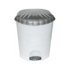 Ведро для мусора с педалью, бело-серое, 11 л Violet