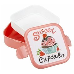 Контейнер для обеда "Капкейк" (0,4 л+0,4 л) розовый Idea (М Пластика)