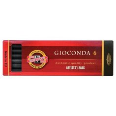 KOH-I-NOOR Грифели для цанговых карандашей Gioconda, 5,6 мм, B, 6 штук графитовый